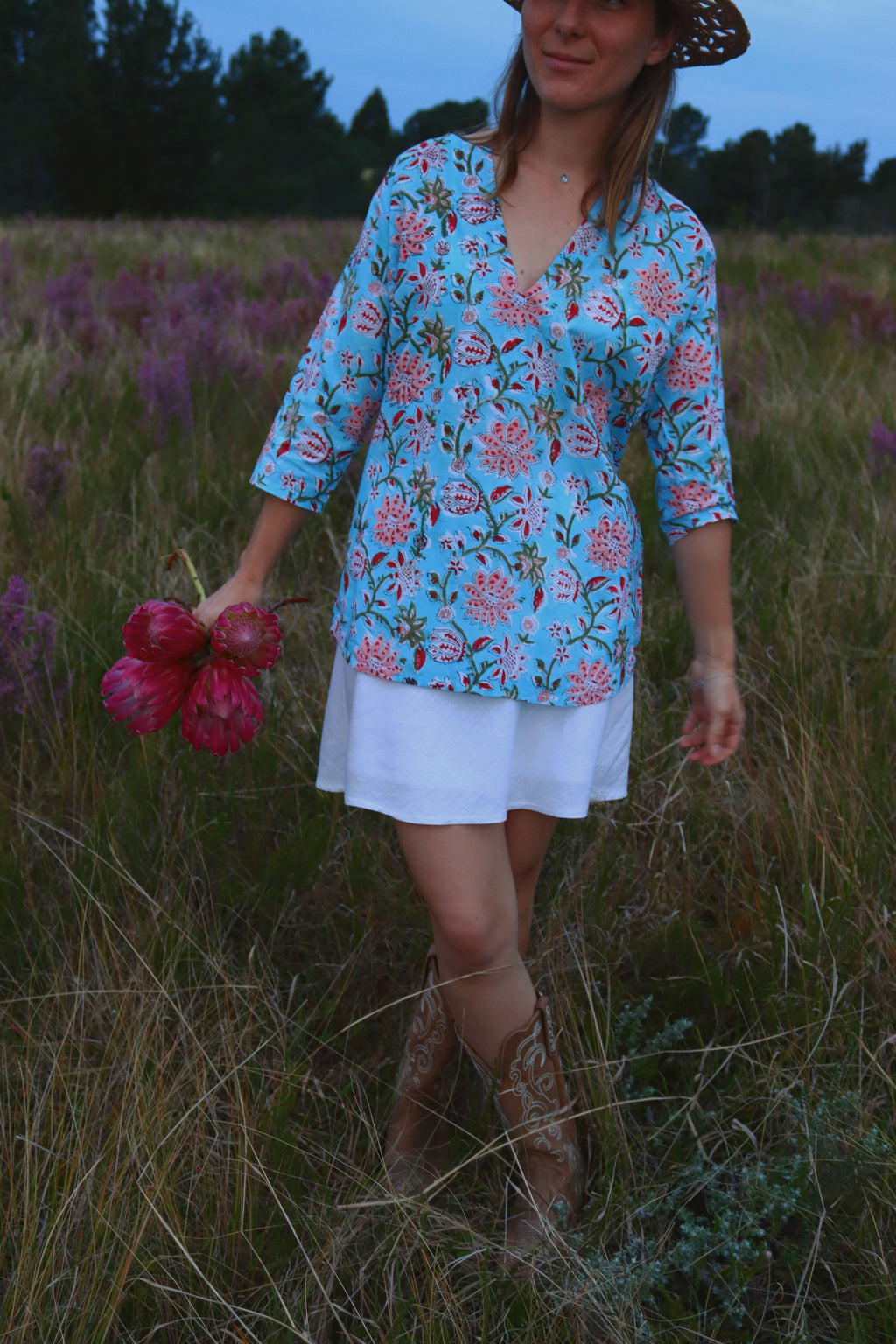 Mbali Sky Cotton Blouse