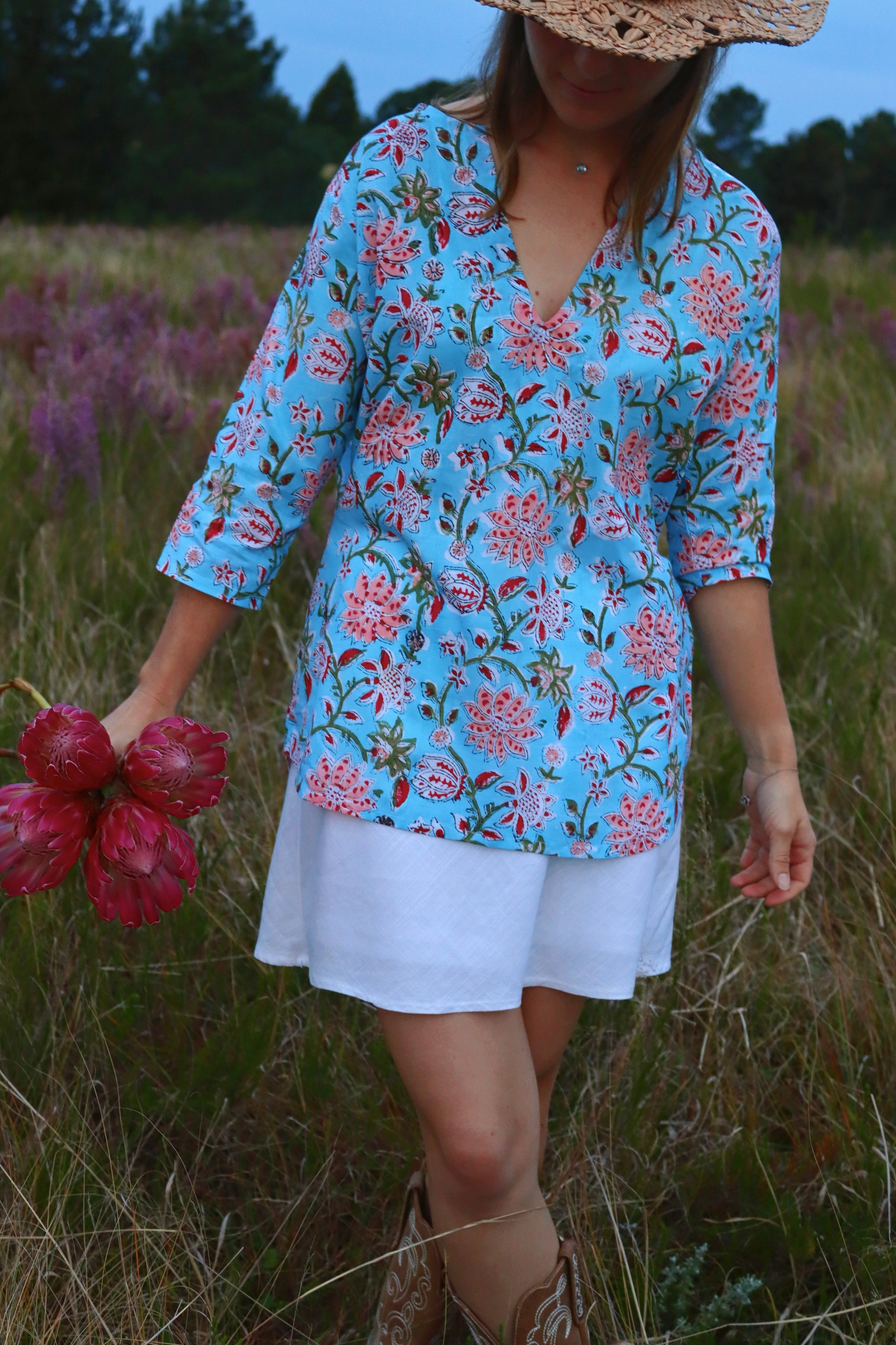 Mbali Sky Cotton Blouse